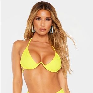 PLT Yellow Cleavage Wire Detail Bikini Top